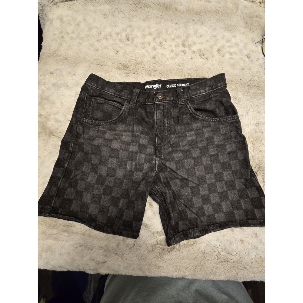 Wrangler Boys Classic Straight Check Denim Shorts 16 Husky 100% Cotton